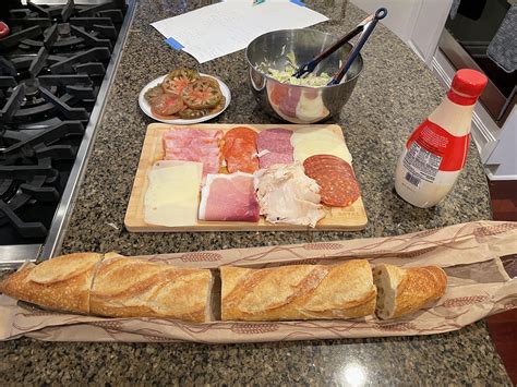 [homemade] Italian sandwich - baguette, salami, hot ham, calbrese