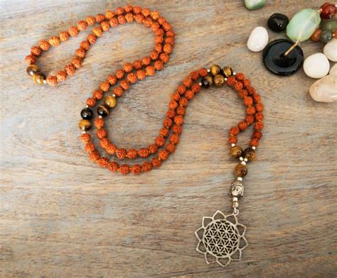 Rudraksha Mala Bead Necklace With Tree Of Life Pendant And Etsy Canada