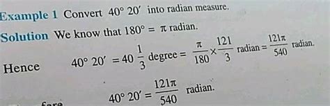 Fxample Convert Circ Prime Into Radian Measure