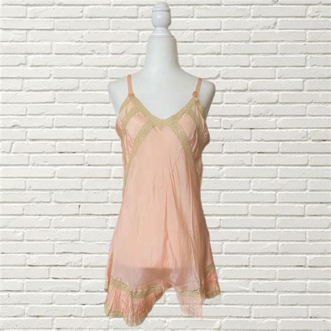 Vintage Antique S Silk Step In Romper Lingerie Teddy Pink W Lace Art Deco Style Size Xs