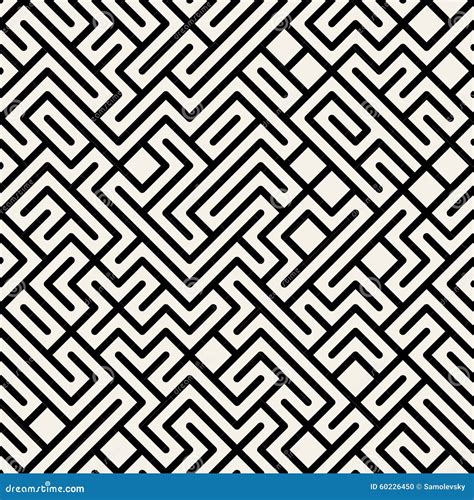 Vettore Maze Geometric Seamless Pattern In Bianco E Nero Illustrazione