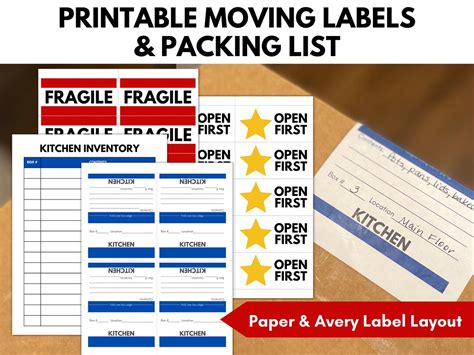 Moving Box Labels, Printable Moving Labels, Box Labels, Digital ...