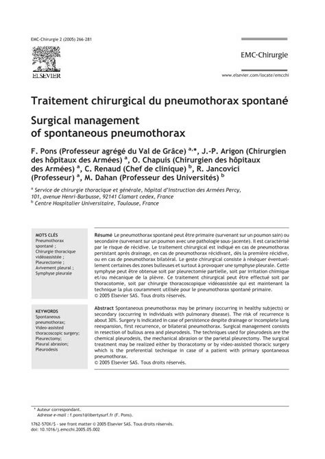 Pdf Traitement Chirurgical Du Pneumothorax Spontan Dokumen Tips