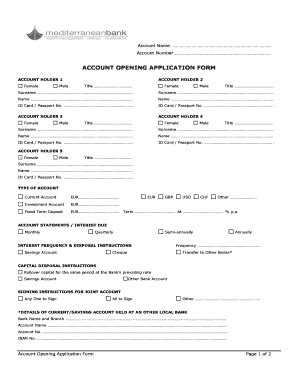 Fillable Online ACCOUNT OPENING APPLICATION FORM Fax Email Print