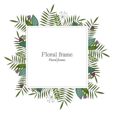 Moldura Floral Quadrada Folhas Tropicais Vetor Premium