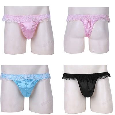 SISSY MEN S RUFFLE Lace Bulge Pouch Tanga Bikini Briefs Thong Underwear Panties 4 65 PicClick UK