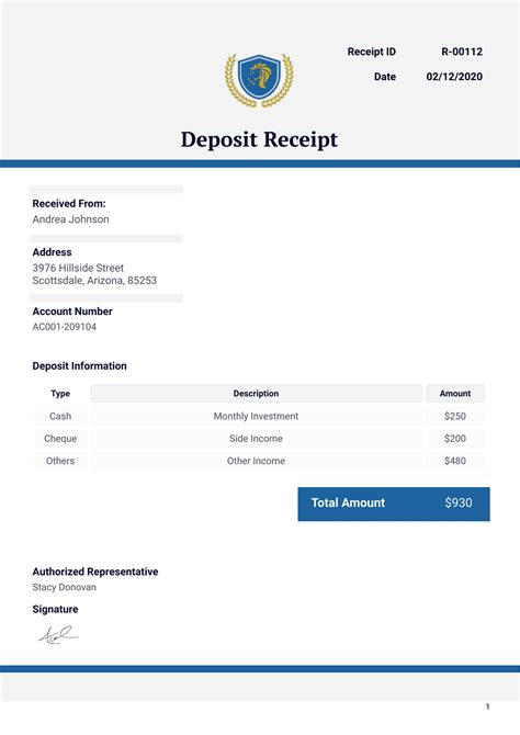 Deposit Receipt Pdf Templates Jotform