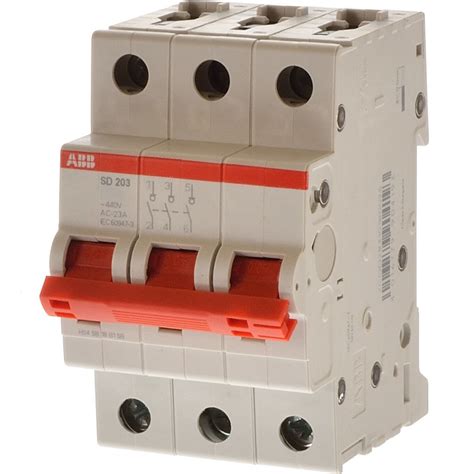 Рубильник модульный ABB 3-полюсный SD203/50 рычаг красный - купить по ...
