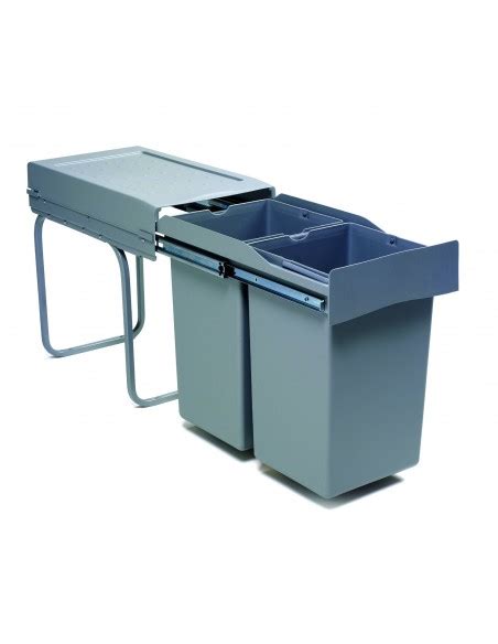 300mm Base Mount Waste Bin Gollinucci Kitchen 28l 222 Gy