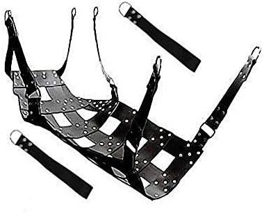 Real Black Leather Heavy Duty Adult Sex Sling Swing With Stirrups