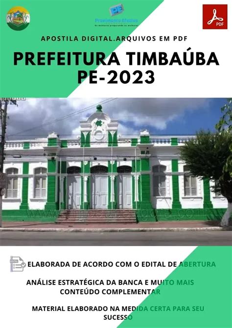 Provimento Efetivo Concursos Apostila Pref Timba Ba Pe Educador