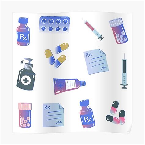 Pharmacy Sticker Pack Poster For Sale By Ericajackson Redbubble