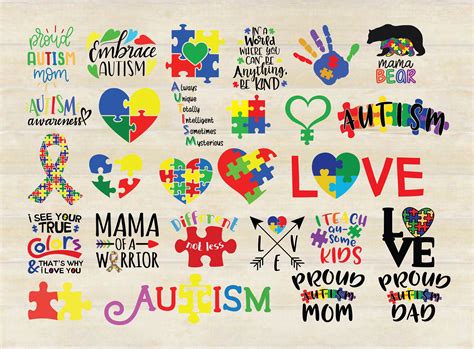 Autism Svg Bundle Autism Puzzle Autism Awareness Autism Etsy Canada