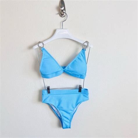 Dolls Kill Swim Baby Blue High Waist Rhinestone Embellished Bikini Set Poshmark