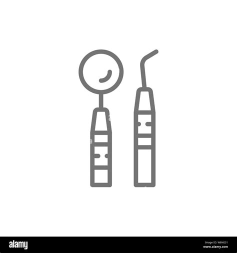 Dental Examination Kit Dental Instruments Line Icon Stock Vector Image