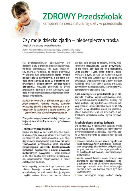 Zdrowy Przedszkolak Czy Moje Dziecko Zjadlo Pdf