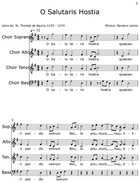 O Salutaris Hostia Sheet Music For Choir Tenor