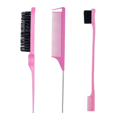 3 Pieces Hair Styling Comb Set Teasing Hair Brush Rat Tail Comb Edge