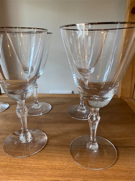 Set Of 6 Fostoria Crystal Water Goblets Engagement Platinum Etsy