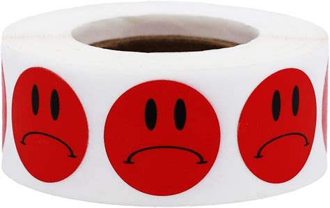 Amazon Sad Face Stickers Red Frowny Face Labels Inch