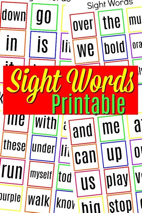 The Words Sight Words Printable Are Arranged On Top Of Each Other In