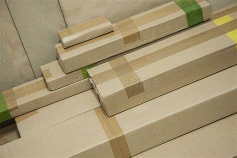 Various Cardboard Boxes with Labels Packed for Shipment. Stock Image ...