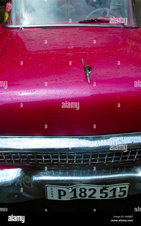 Pink Vintage Car Parque Central Havana Cuba Stock Photo Alamy