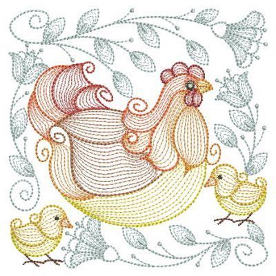 Rippled Chickens Set Designs Sizes Products Swak Embroidery