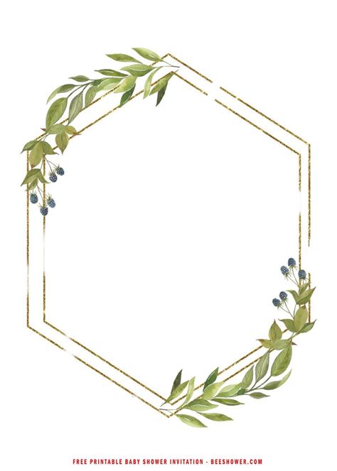 FREE Printable Greenery And Gold Frame Baby Shower Invitati Baby