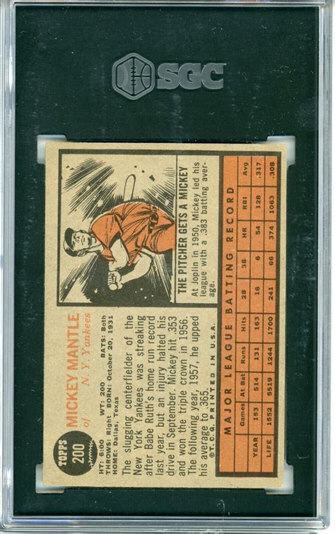 Topps Mickey Mantle Sgc Ebay