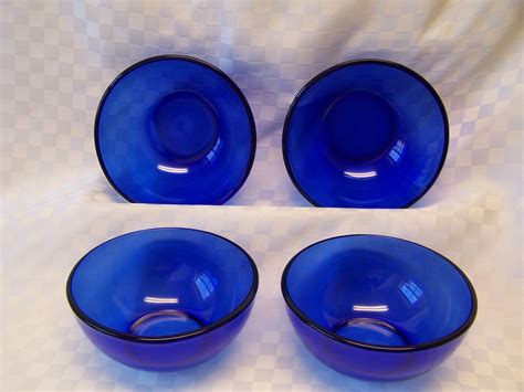 Vintage Cobalt Blue Glass Dinnerware Set Etsy