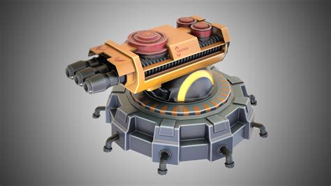 3D Model Gun Turret Stylized - TurboSquid 2160016