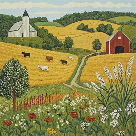 scenic farm landscape  fields  crops  barn  grazing