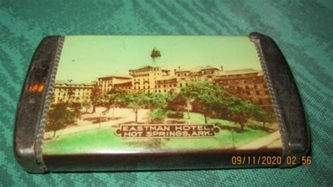 Vintage Match Safe Holder Eastman Hotel Hot Springs Arkansas Antique