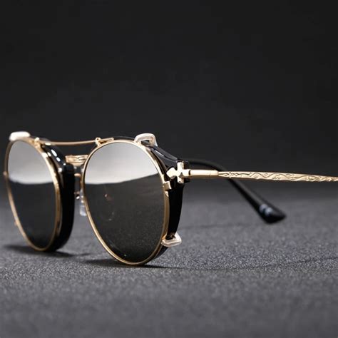 Trendy 2020 Steampunk Clip On Sunglasses Men And Women Round Baroque