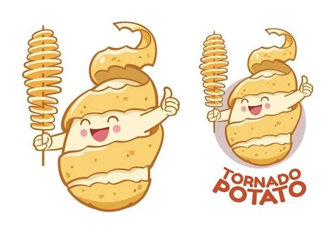 Premium Vector Cartoon Character Of Peeled Potato Holding Tornado