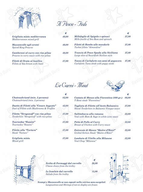 Menu at Ristorante Roof Garden, Rome