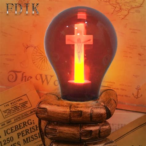 E27 Led Bulb Red Flame Peaceful Mind Light Cross Jesus Church Bulb 90 265v Cathedral Bar Pray