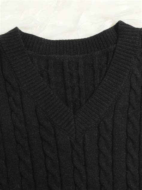 Shein Ezwear Cable Knit Cropped Sweater Vest Shein Usa