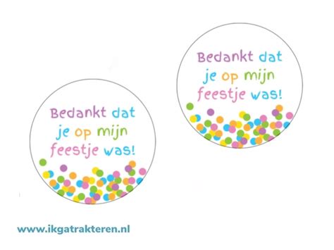 Sticker Bedankt Dat Je Op Mijn Feestje Was 4 Cm Traktatie Traktaties