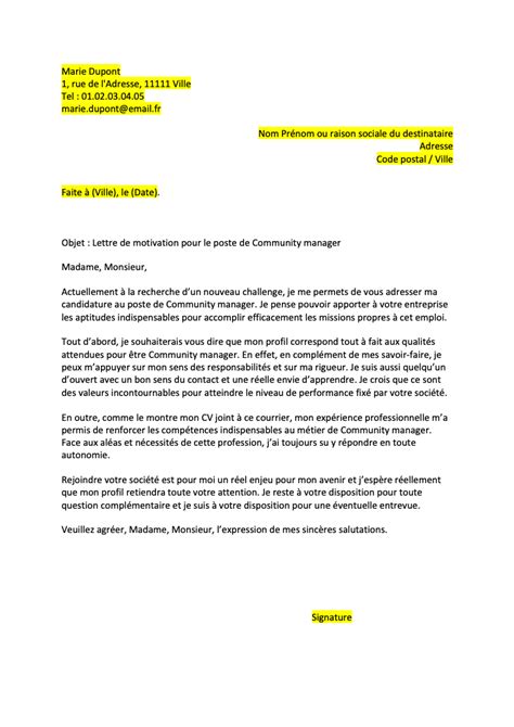 Lettre De Motivation Community Manager Format Word Pdf