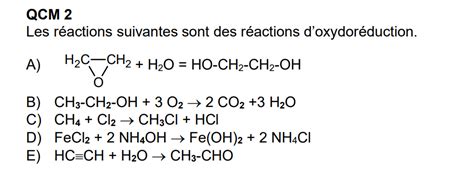 Question sur les réaction de oxydoréduction UE1 Chimie Tutorat