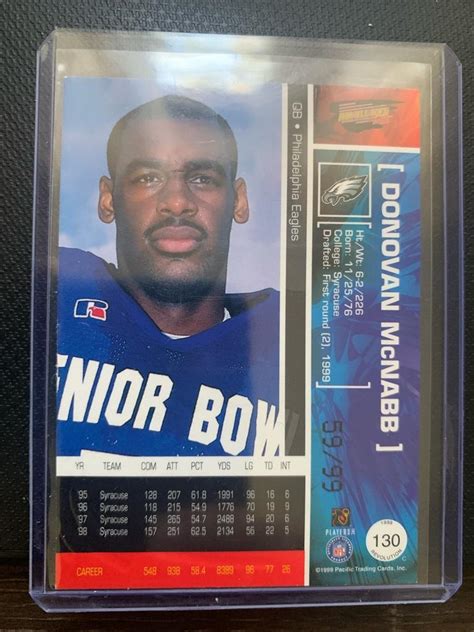 1999 Pacific Revolution Donovan Mcnabb Rare Blue Sp Rookie 99