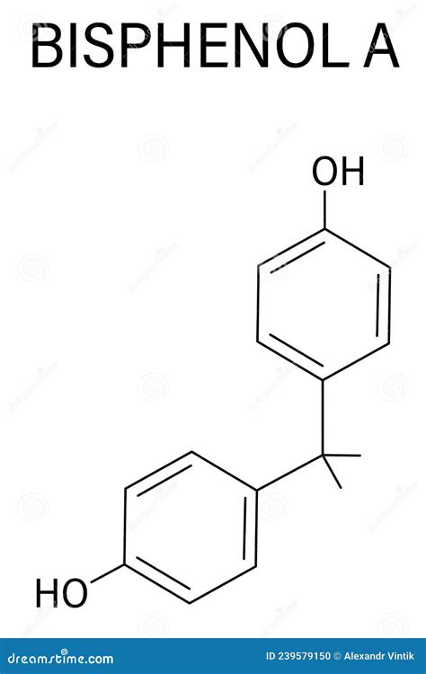 Bisphenol A Or Bpa Plastic Pollutant Molecule Skeletal Formula Stock