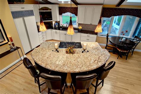 Semi Circular Granite Island Contemporary Kitchen Minneapolis