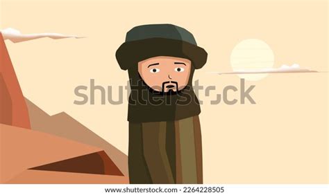 Ibn Battuta Animation Character Scenario Drawing Stock Illustration