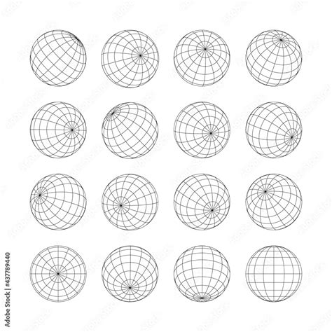 earth grid globe  shape   sphere graphic set   striped