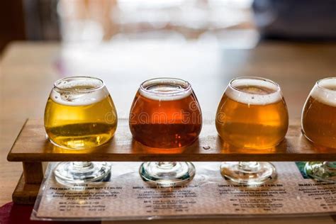 Variety of Beer Samples Lined Up for a Tasting Stock Photo - Image of variety, refreshment ...