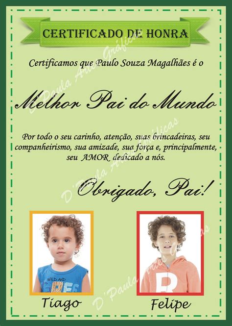 Certificado Melhor Pai Do Mundo Elo Produtos Especiais