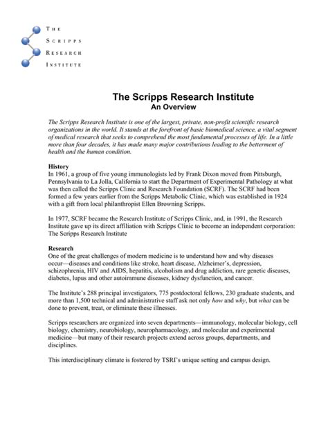 The Scripps Research Institute An Overview